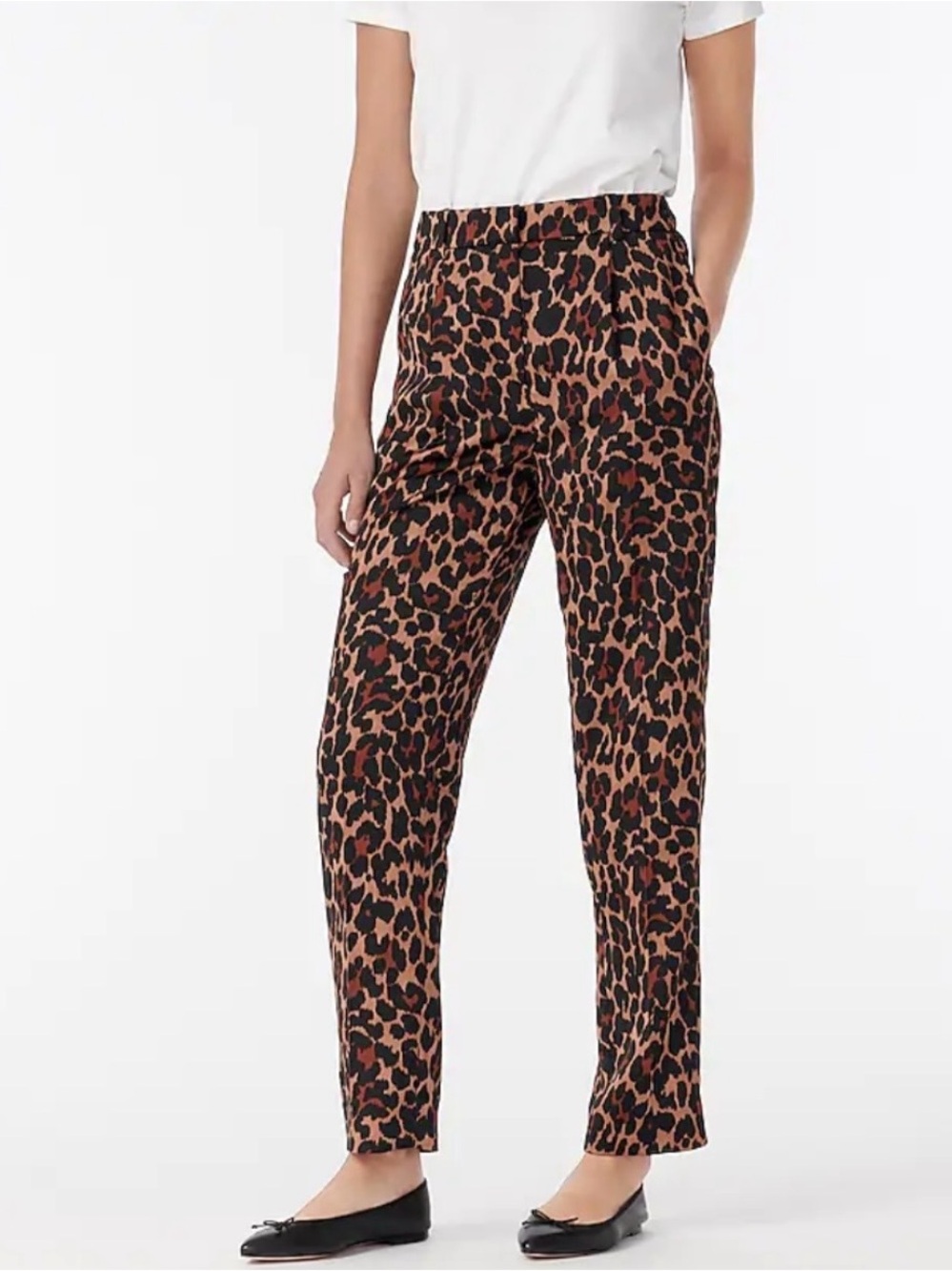 J. Crew Black and Brown Satiny Leopard-Print Pants